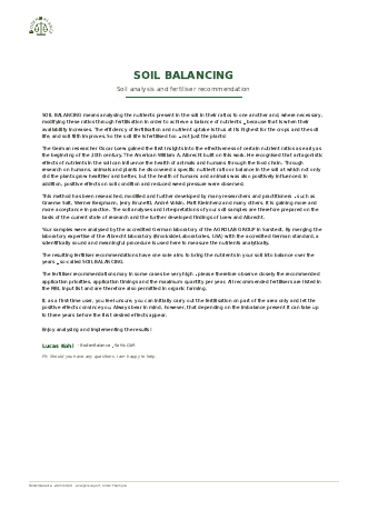 Sample report Soil Balancing, page 1